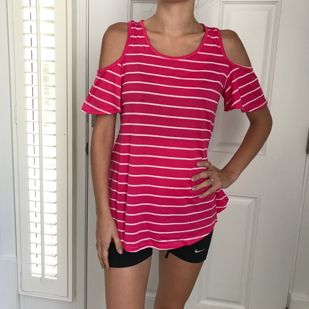 Striped Cold Shoulder Swing Tank Size S
